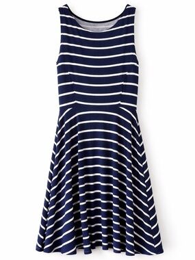 a.n.a Navy Stripe Fit & Flare Dress Sleeveless Casual